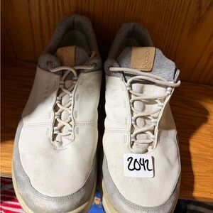 #2042-Ecco Men's White and Gray Sneakers
